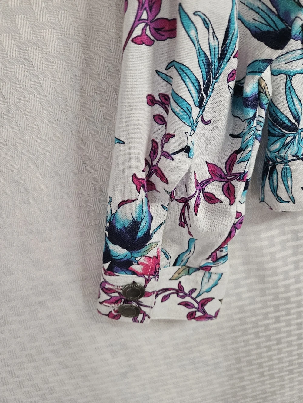 Jessica London Women's White Floral Print Jacket Linen Rayon Blend Size 12